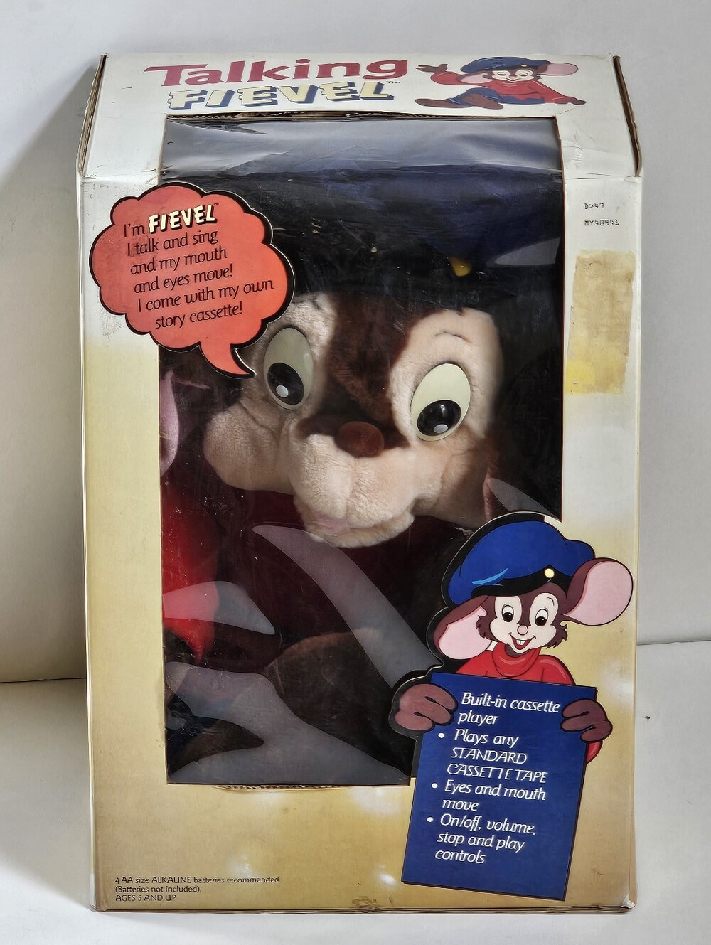 Vintage 1986 Talking Fievel Plush in Original Box w/ Tape Works An American Tail